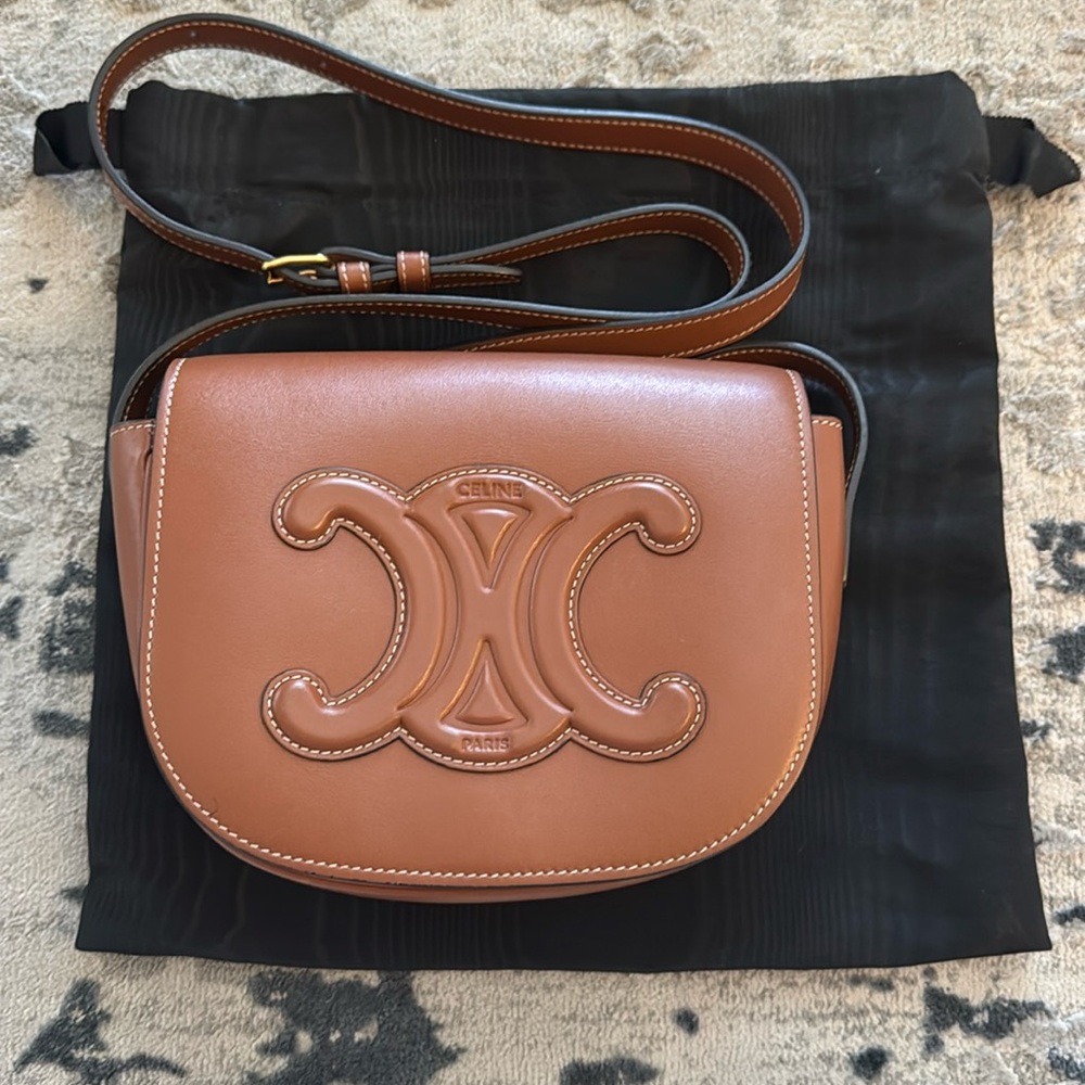 **AUTHENTIC** Celine Folco Cuir Triomphe in Smooth Calfskin